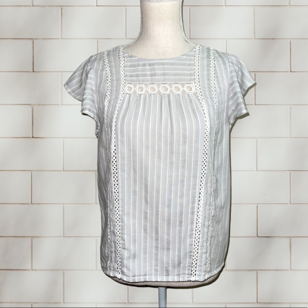 Lucky Brand eyelet trim blouse